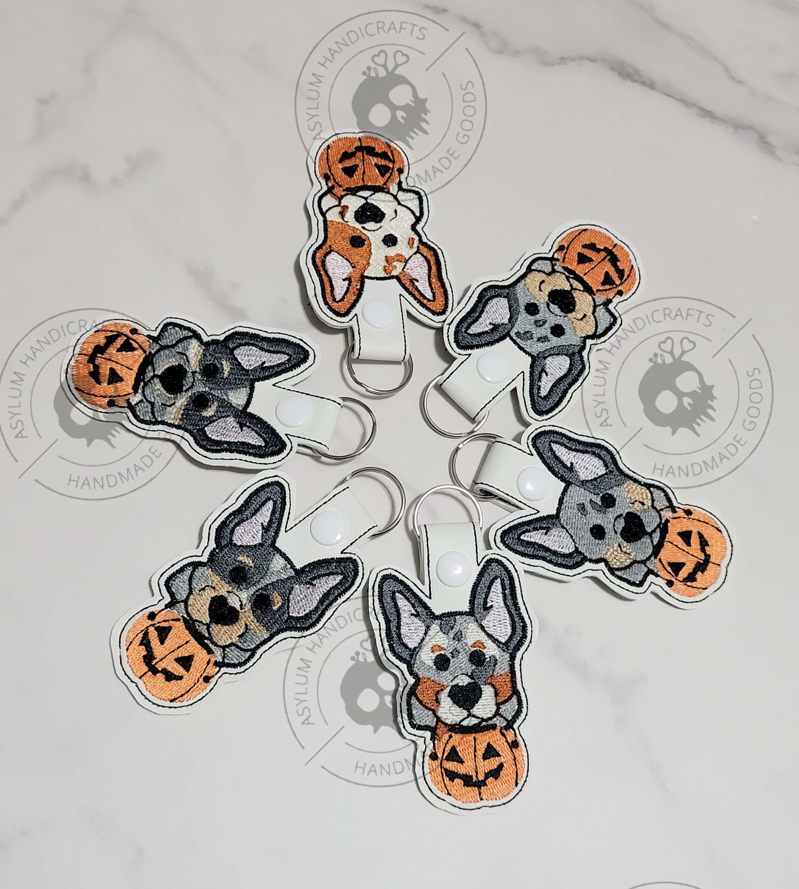 Cattle dog pumpkin keyfob