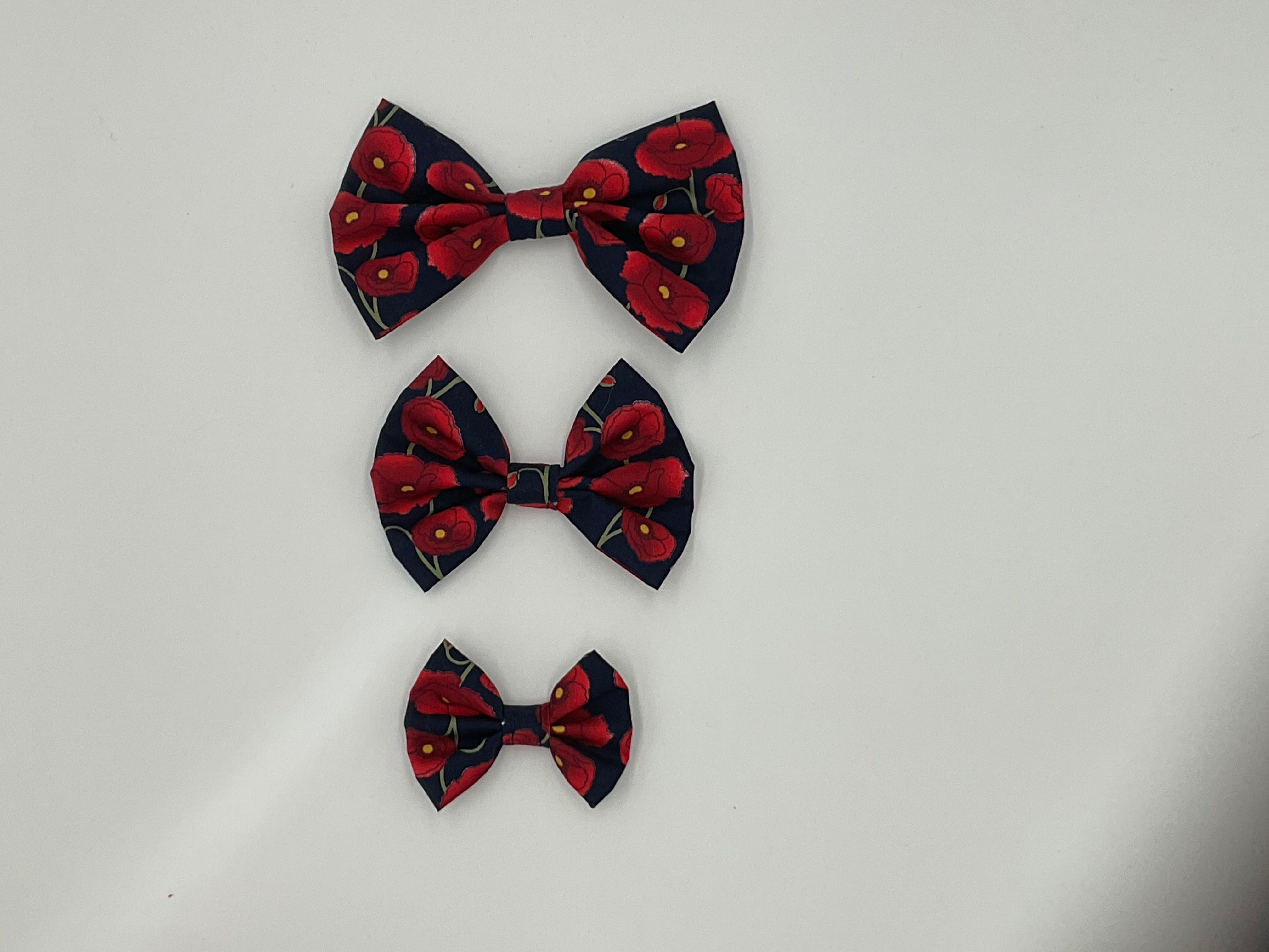 Dog Cat Bow Ties, Pet Accessories, Poppies