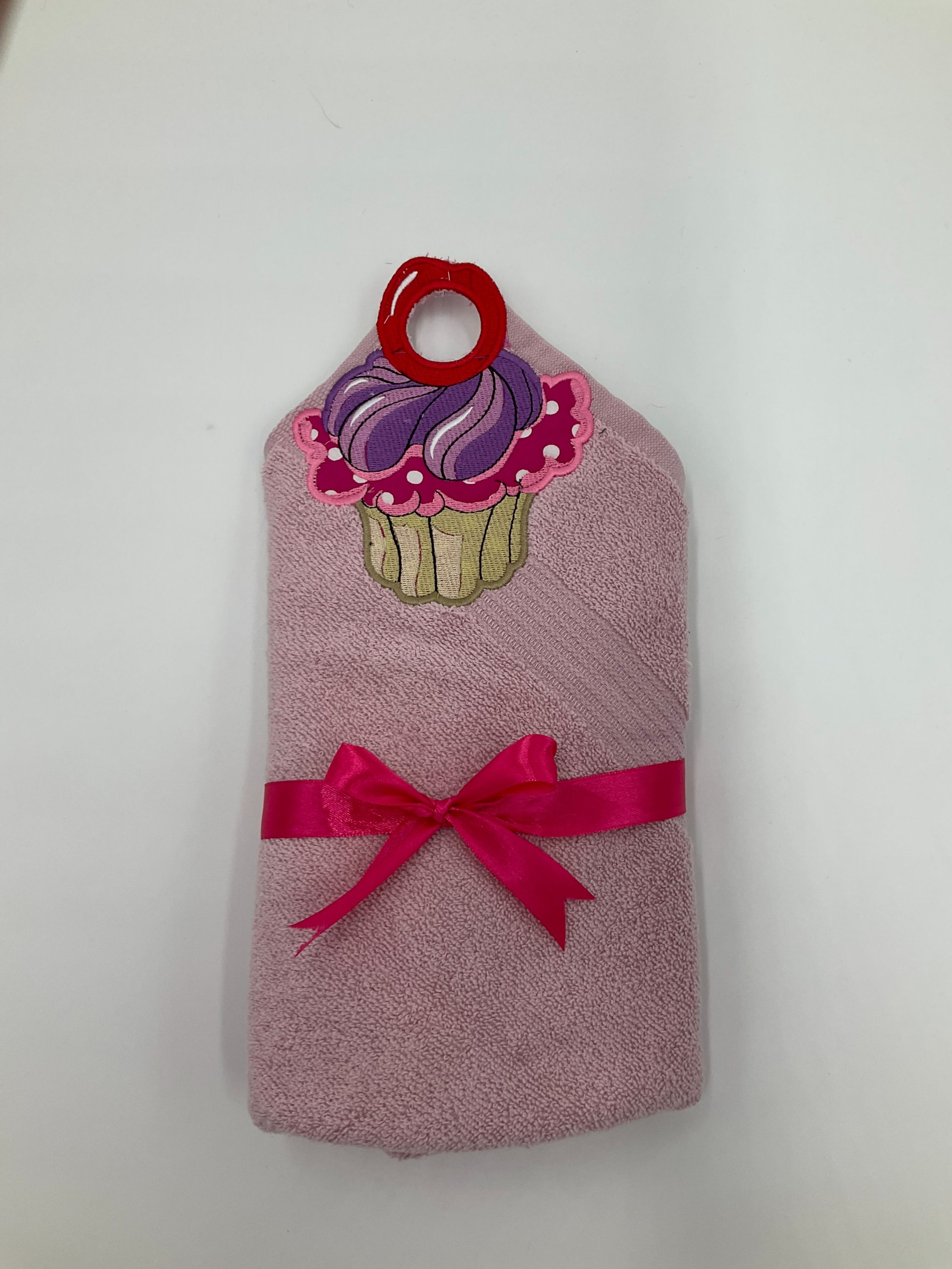 Embroidered Applique Towel - Cup Cake Design Hand Towel