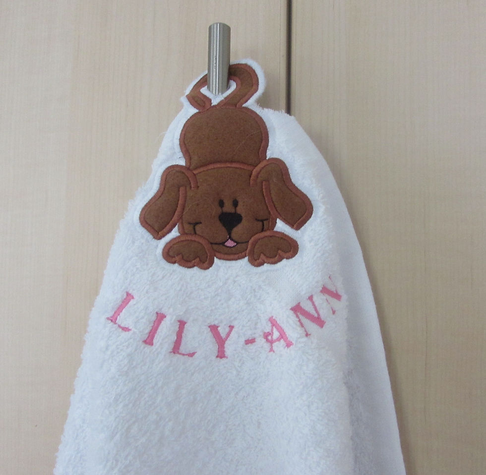 Thumbnail: Embroidered Applique Towel - Dog Design Personalised Hand Towel