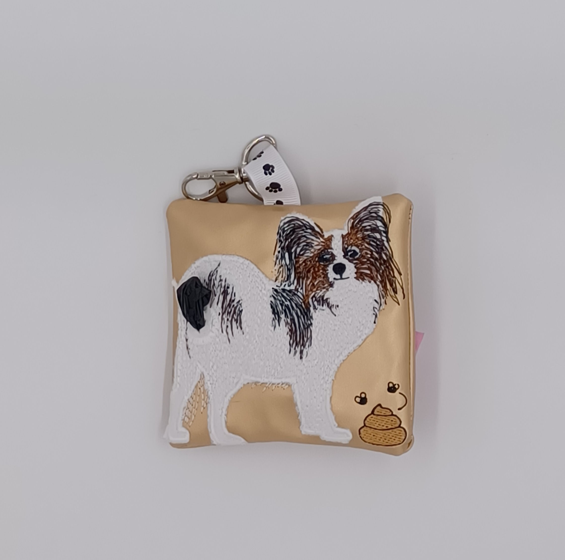 Realistic Dog Novelty Poo Bag Holder - Papillon