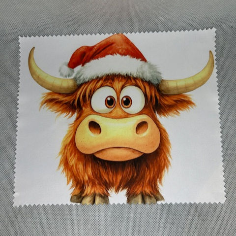 Thumbnail: Christmas Highland Cow Collection, Lens Cleaning Cloth, Phone, Laptop, TV