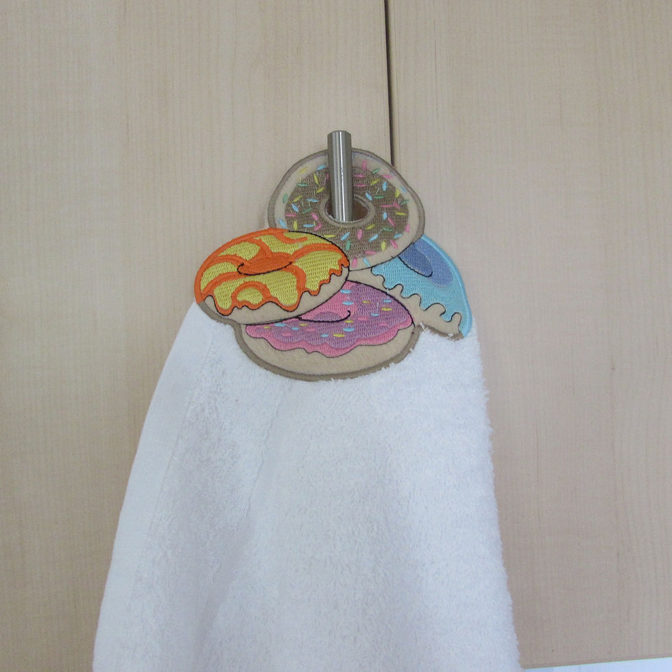 Thumbnail: Embroidered Applique Towel - Donut Design Hand Towel