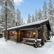 Iconic cabin in Lapland winter