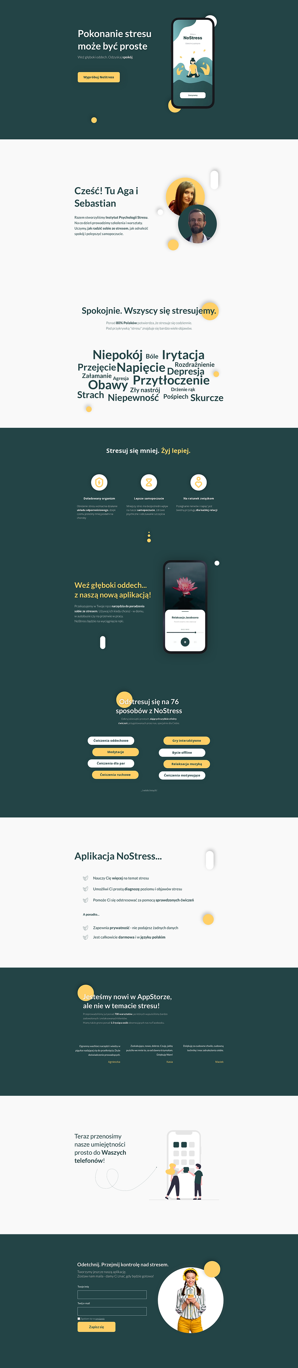 Landing page for the app I designed