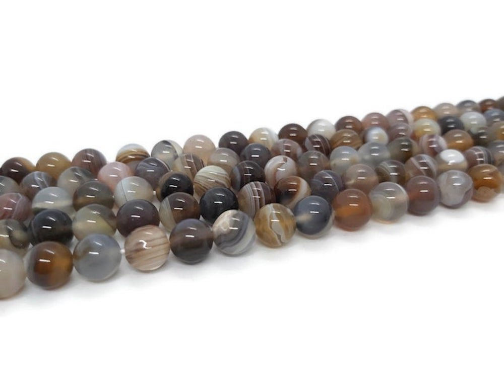 Fil de perles en agate du bostwana 8 mm