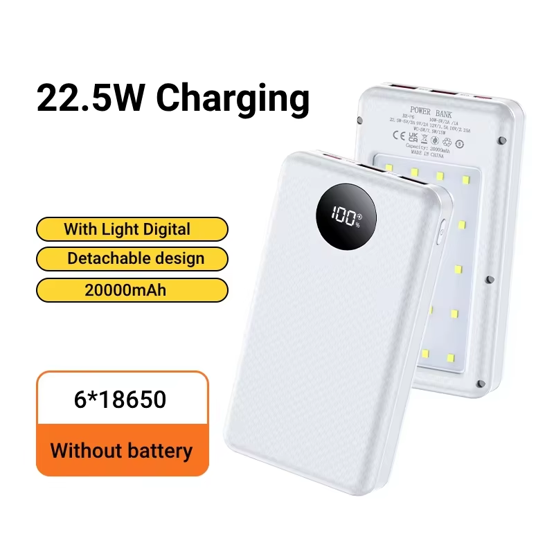Thumbnail: 6*18650 20000mAh Power Bank Case 22.5W Fast Charging 15W Wireless Charging Mobil