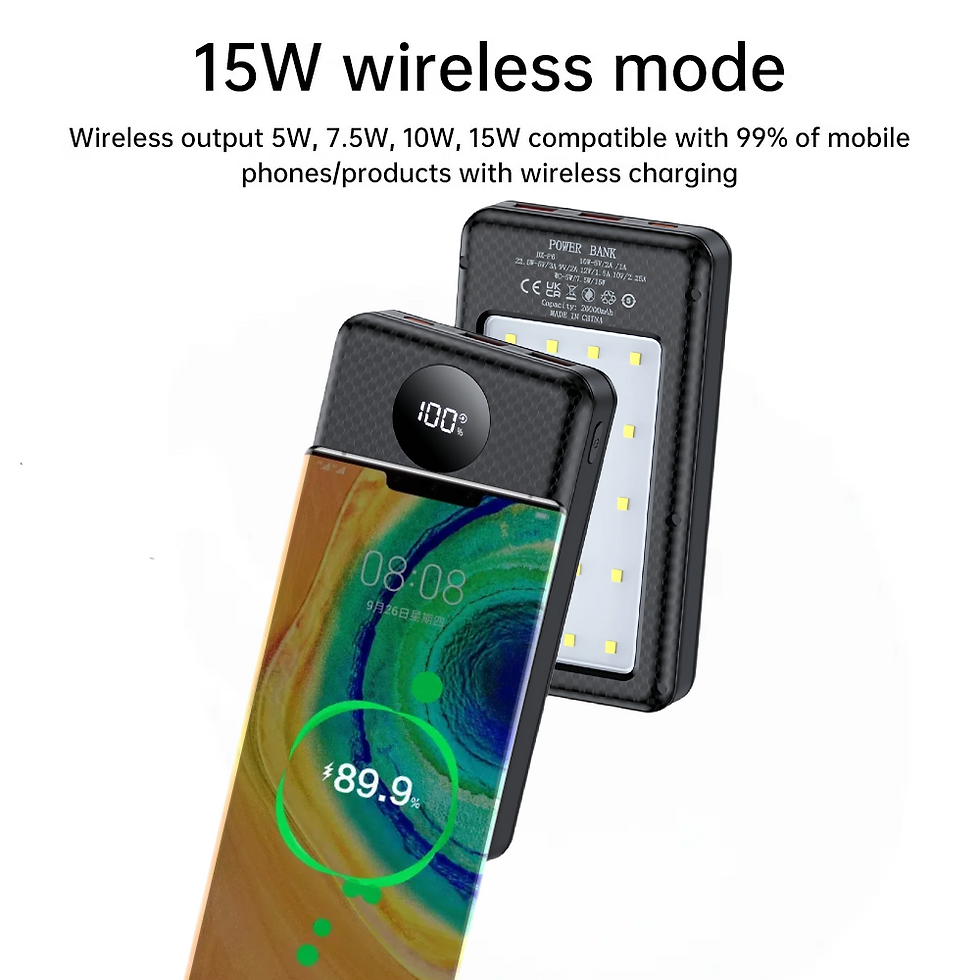 Thumbnail: 6*18650 20000mAh Power Bank Case 22.5W Fast Charging 15W Wireless Charging Mobil