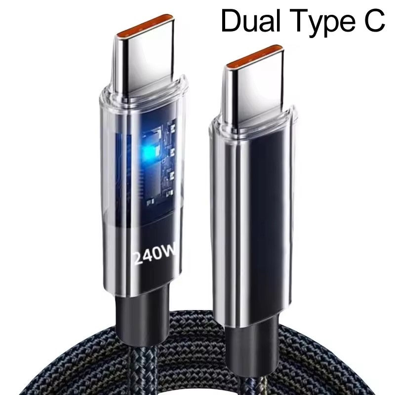 Thumbnail: 240W Nylon USB Type C Super Fast Charging Cable For Samsung Xiaomi Huawei Honor 