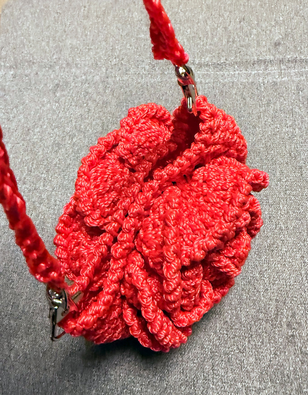 Handmade Red Crochet Rose Purse