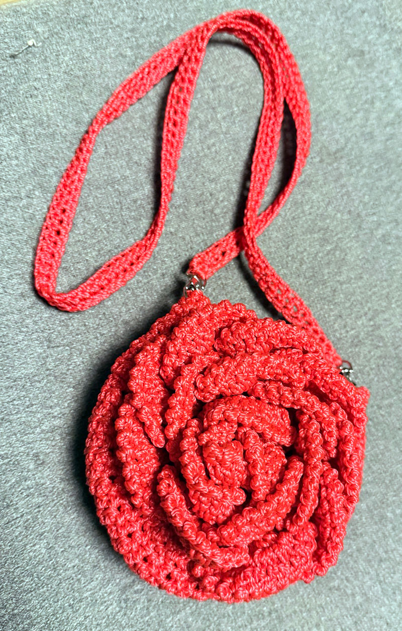 Thumbnail: Handmade Red Crochet Rose Purse