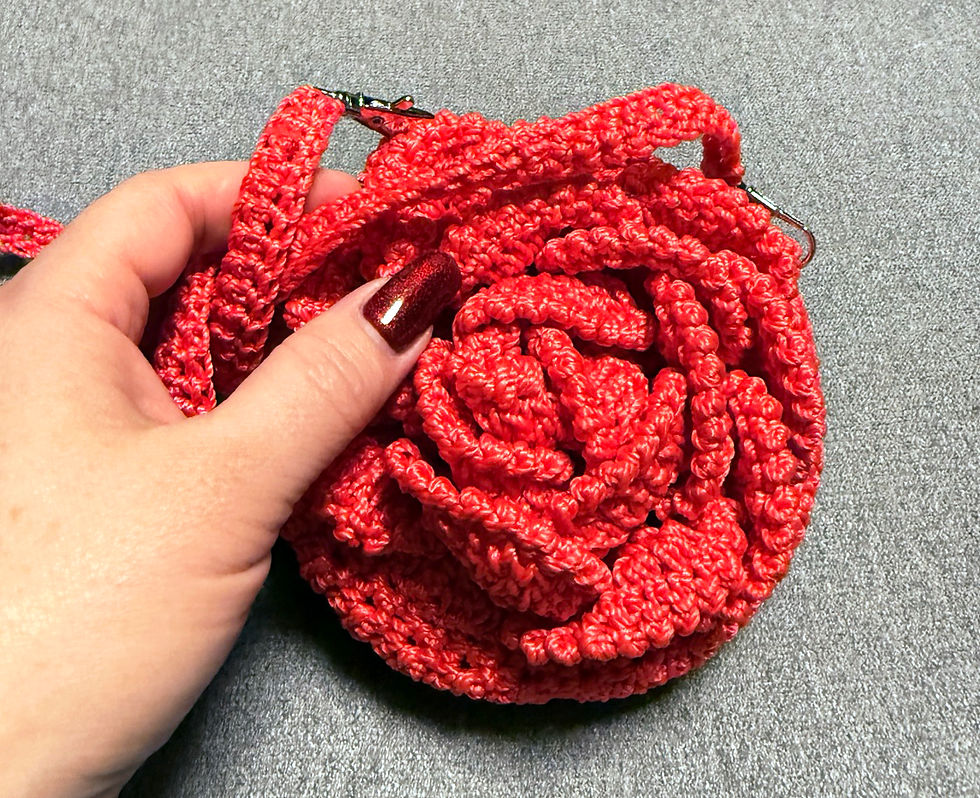Thumbnail: Handmade Red Crochet Rose Purse