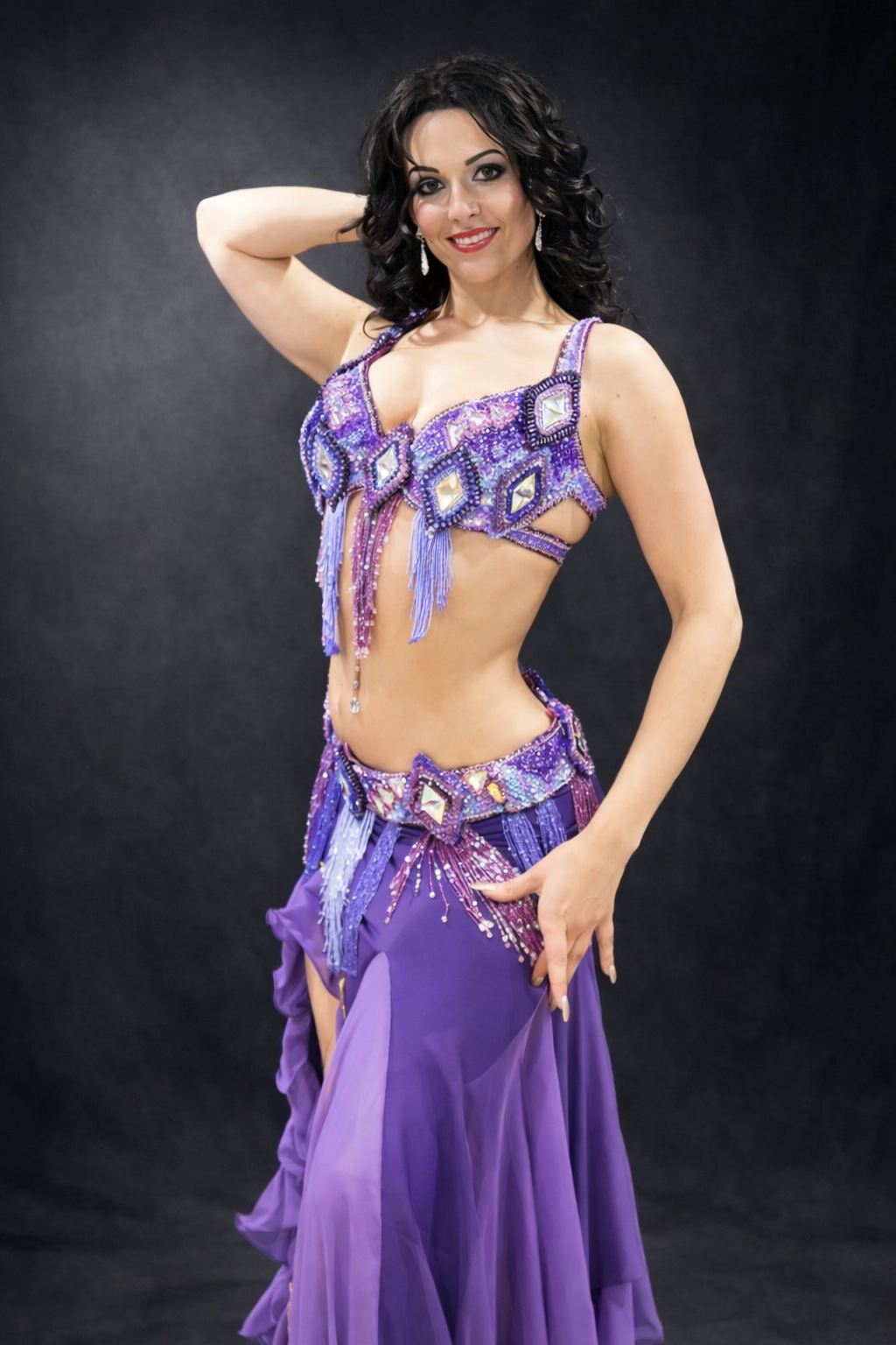 Purple Diamond Belly Dance Costume