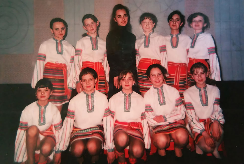 Nalini Dance and her students in Ukraine, 1995