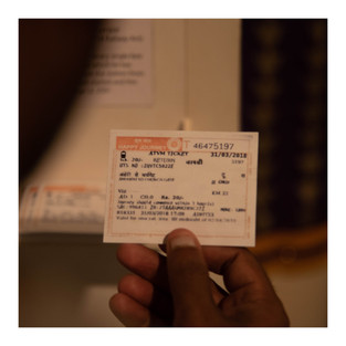 The visitors pick up a ticket