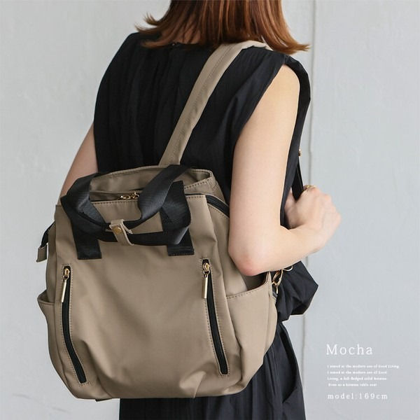 縮圖：Vita Felice vin3b-18r020z 9 口袋高密度尼龍 2WAY 背包 / 托特包