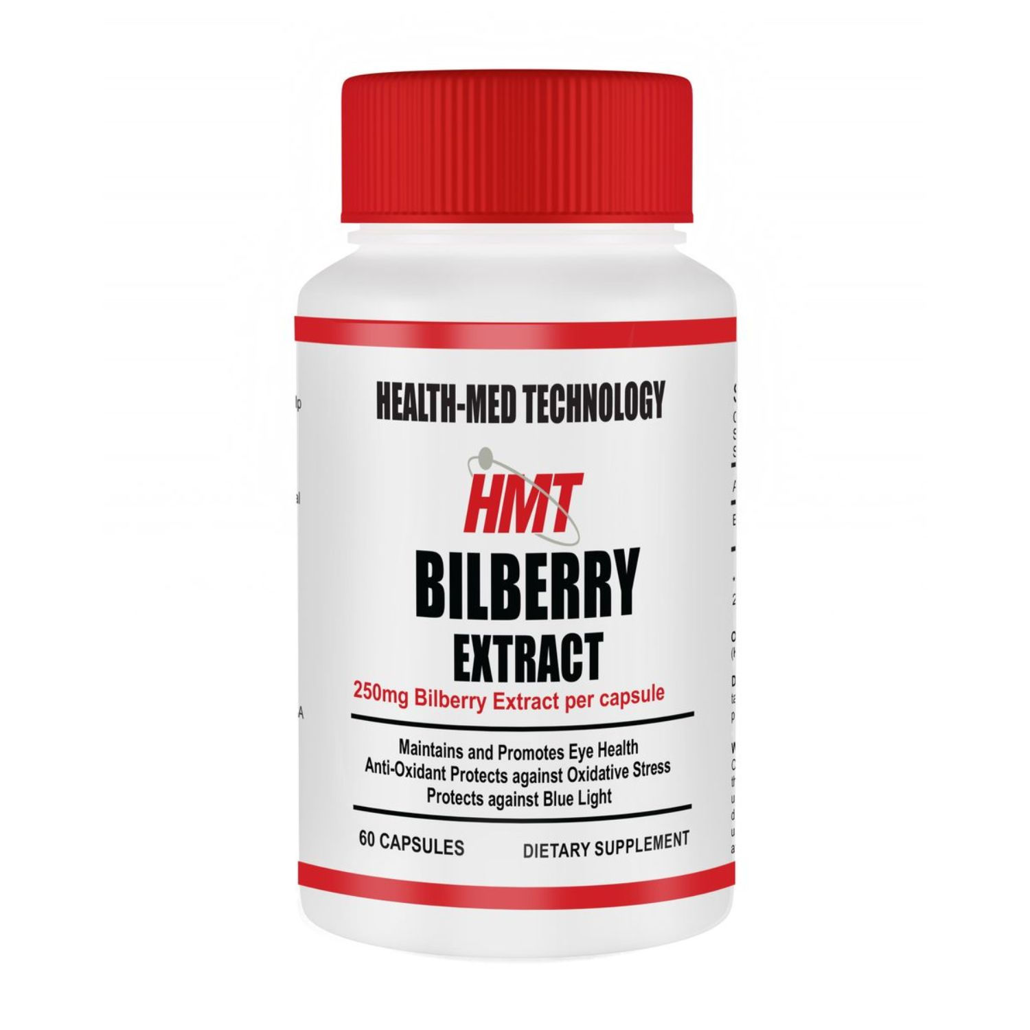 HMT Bilberry Extract dietary supplement with 60 capsules to support eye health, healthy vision and antioxidant protection.