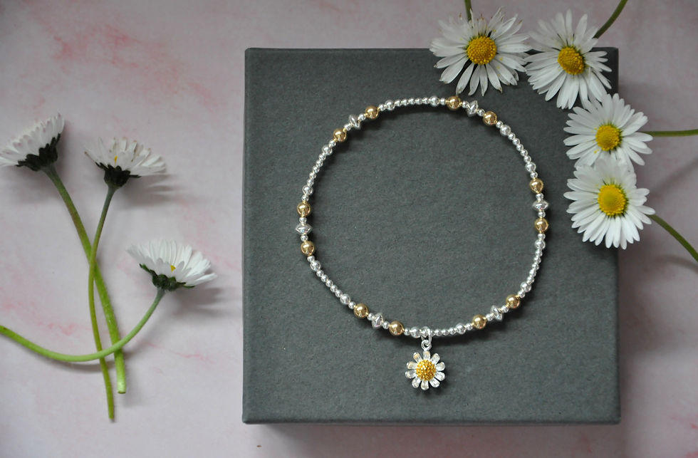 Thumbnail: Touch of Gold Daisy Charm Bracelet