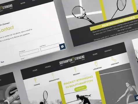 Website and full brand design for Southampton Stringing, a racket stringing company based in Southampton.