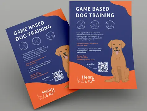 Brand development for Henry & Me, including custom logo design and responsive website design for a dog trainer.