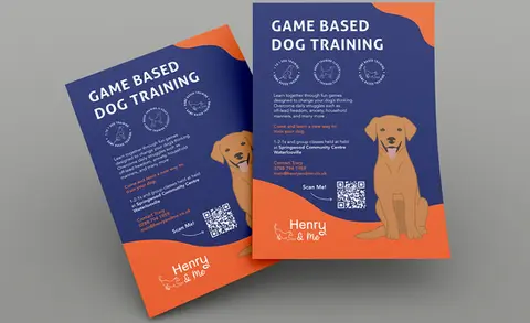 Flyer design for Henry & Me, a dog training business based in Portsmouth, Hampshire