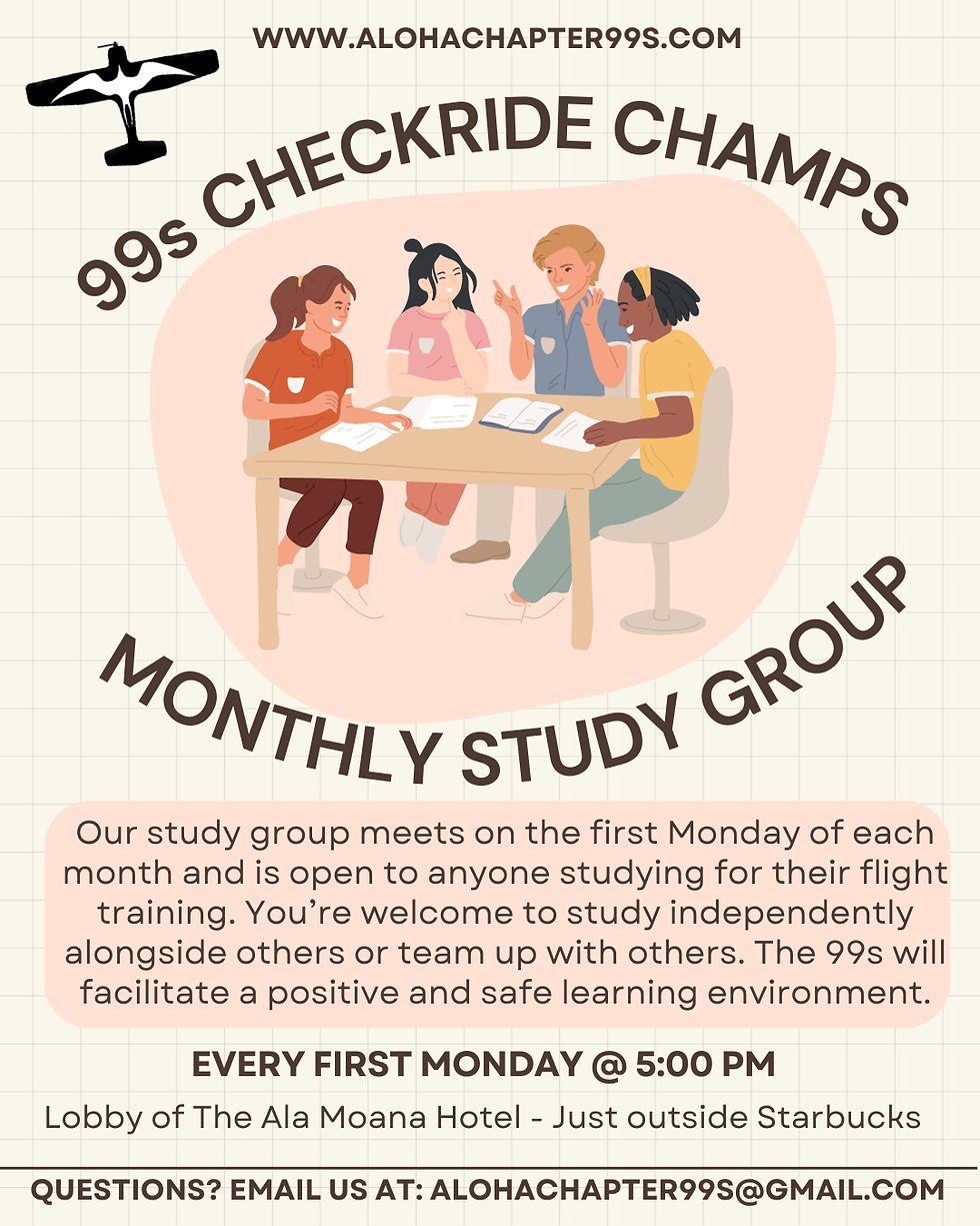 August 99s Checkride Champs ~ Monthly Study Group