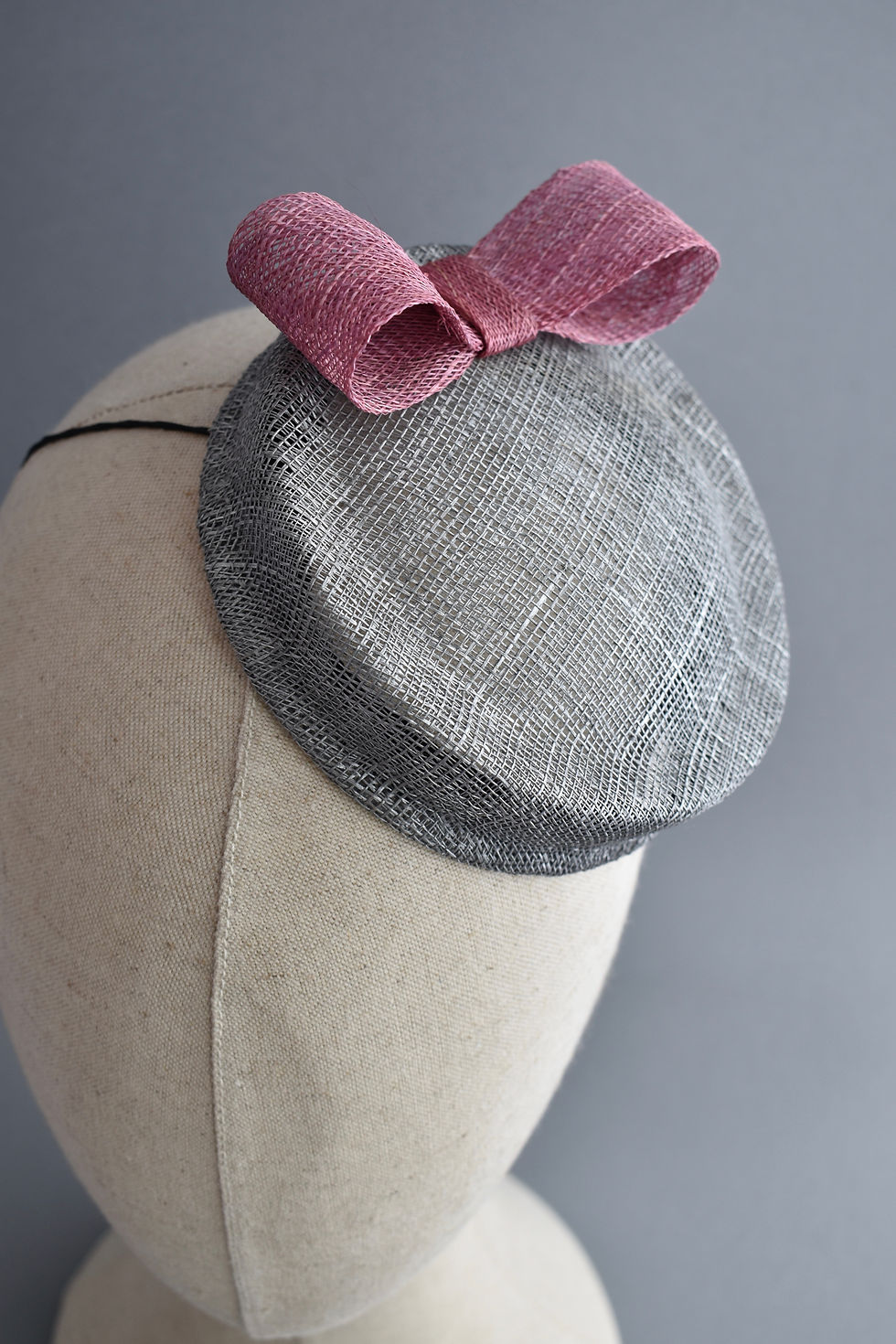 Thumbnail: Silver Percher Hat with a Dusky Pink Bow