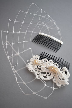 Ivory bandeau veil, ivory birdcage veil,