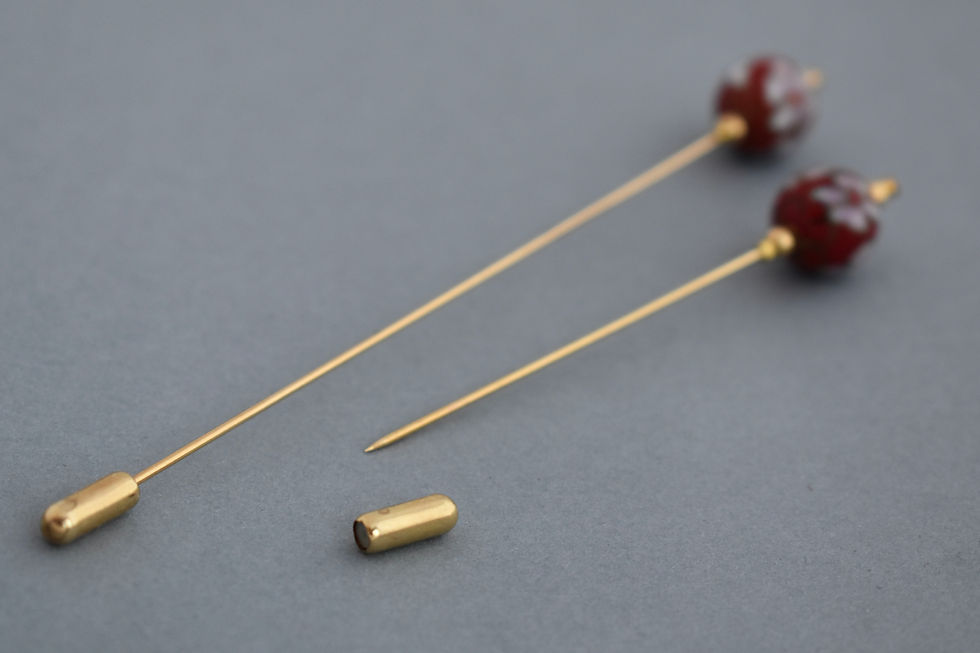 Thumbnail: Red, Pink & Gold Floral Hat Pin or Lapel Pin