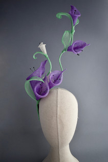 Statement Headpiece, purple white and green headpiece, ascot headpiece, racing headpiece,