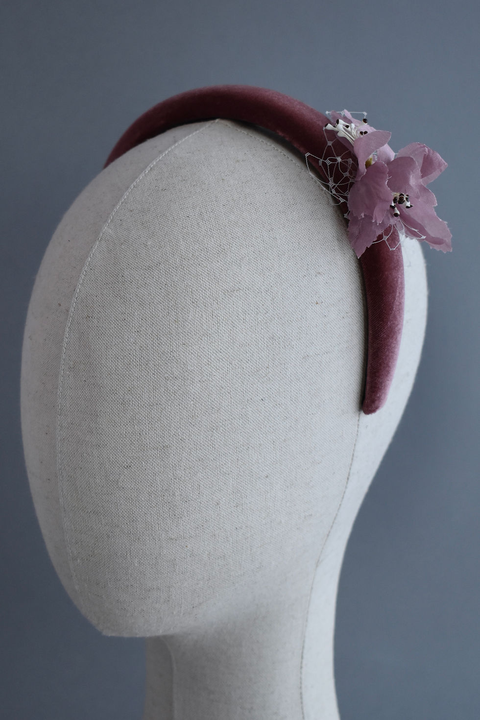 Thumbnail: Dusky Pink Oak Blossom Velvet Headband