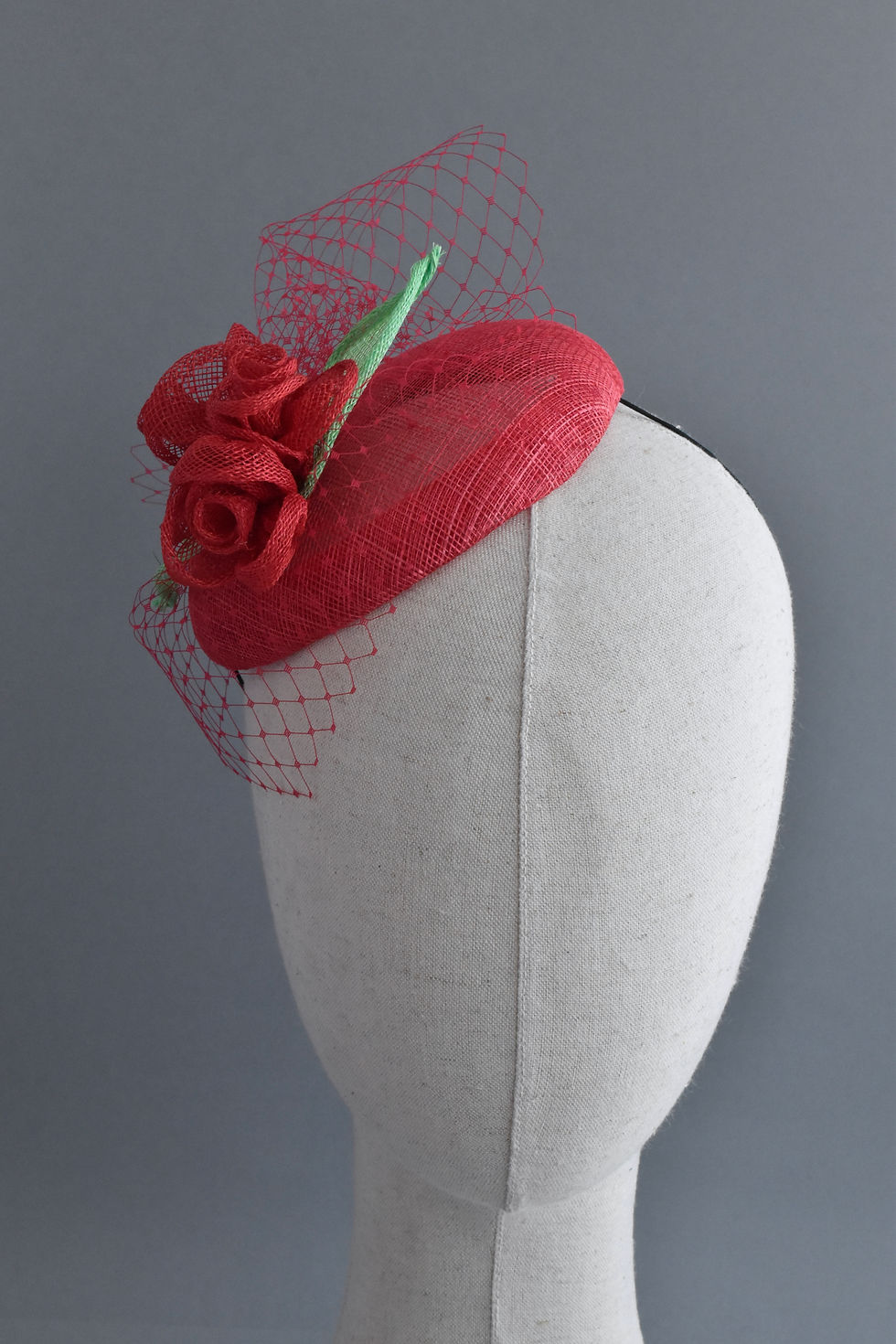 Thumbnail: Red Beret with Roses and Veiling