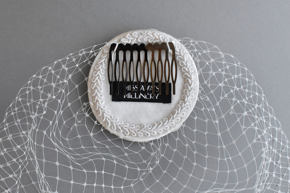 Thumbnail: Ivory Button Fascinator with Bircage Veil