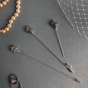 Silver Filigree Heart Hat Pin