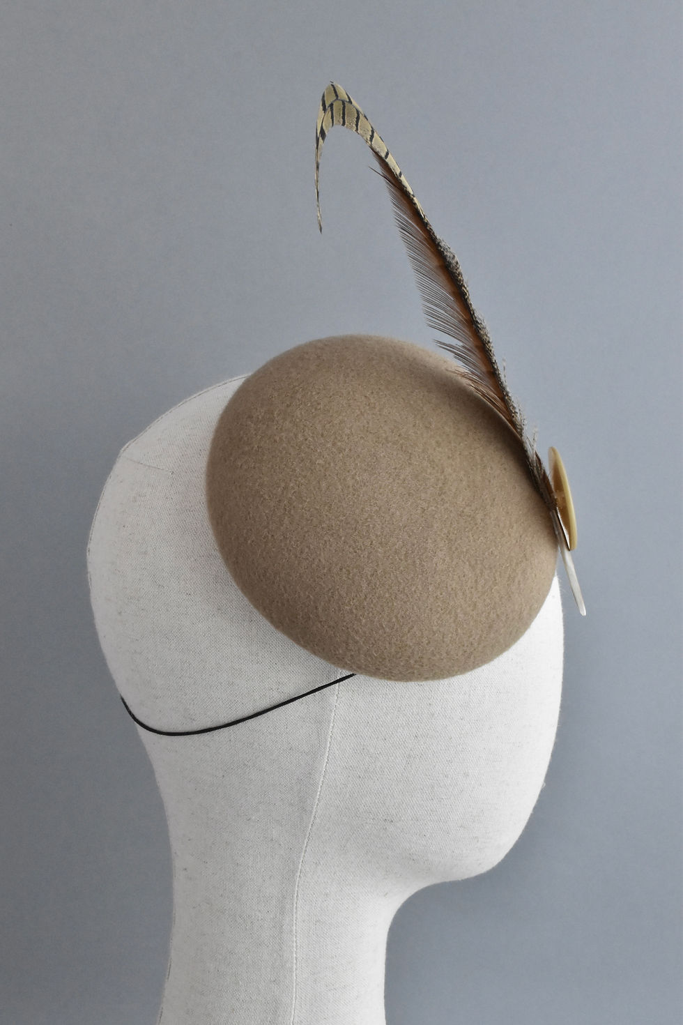 Thumbnail: Tan Felt Beret with Pheasant Feather
