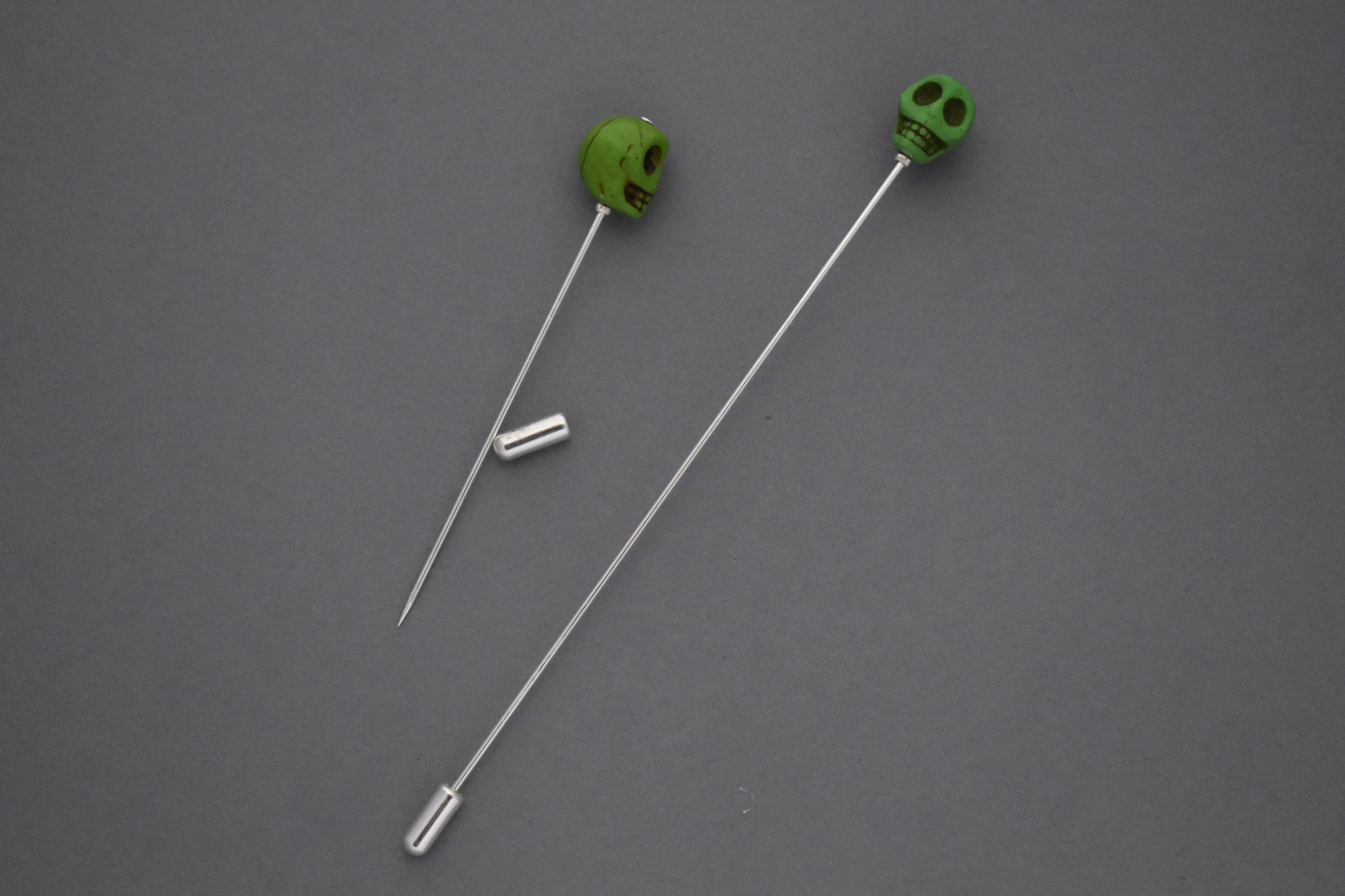 Green Skull Hat Pin or Lapel Pin