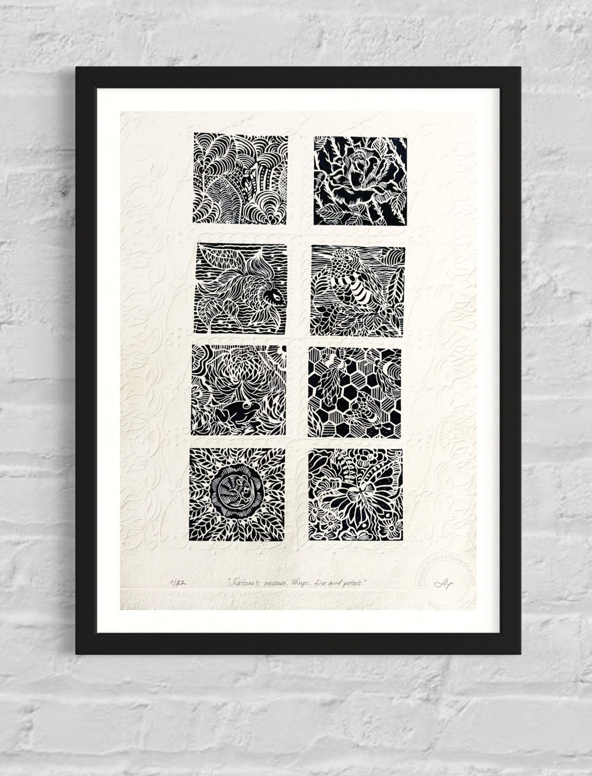 Nature's mosaic. Wings, fins and petals.