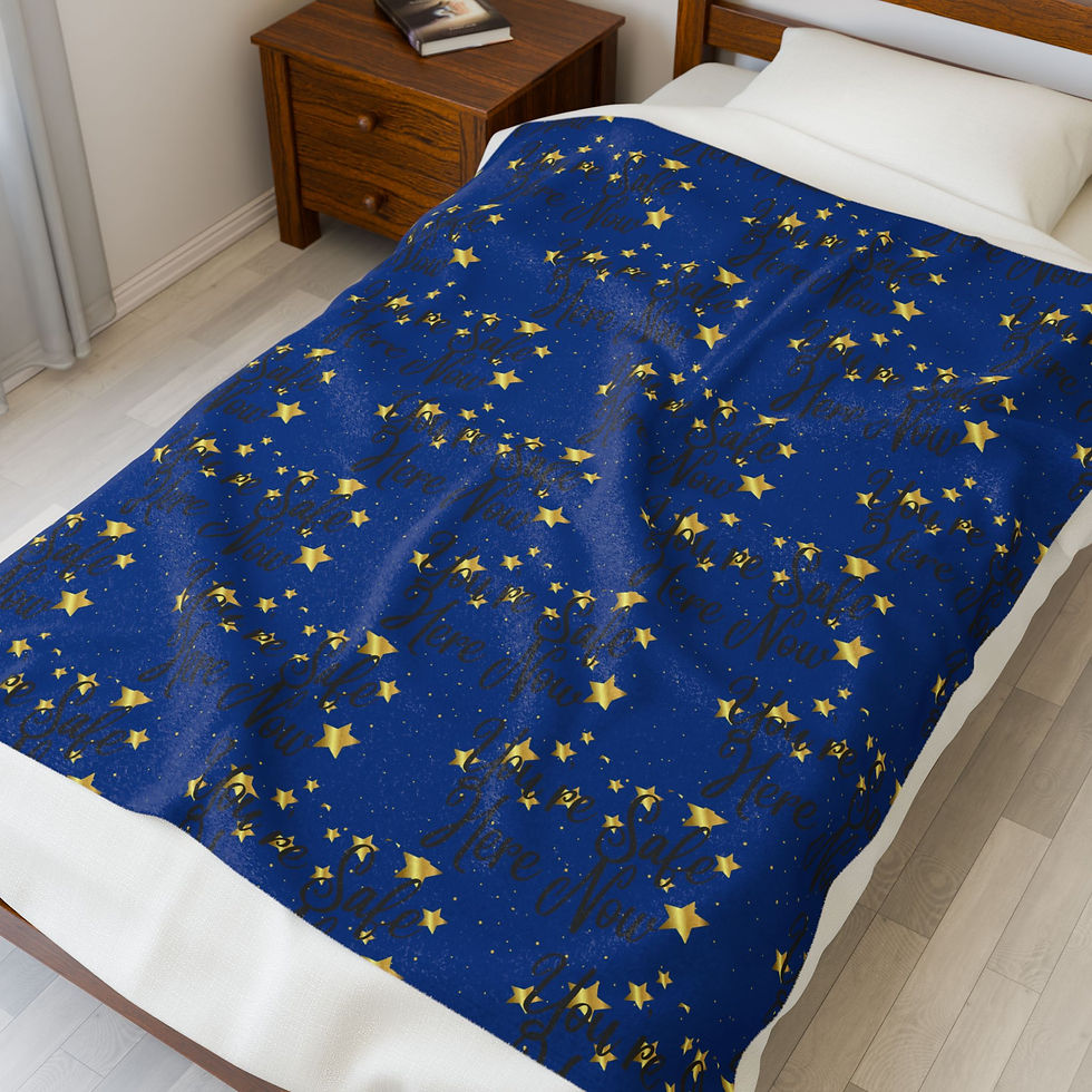 Thumbnail: You're Safe Here Now Starry Night Velveteen Plush Blanket | navy stars 