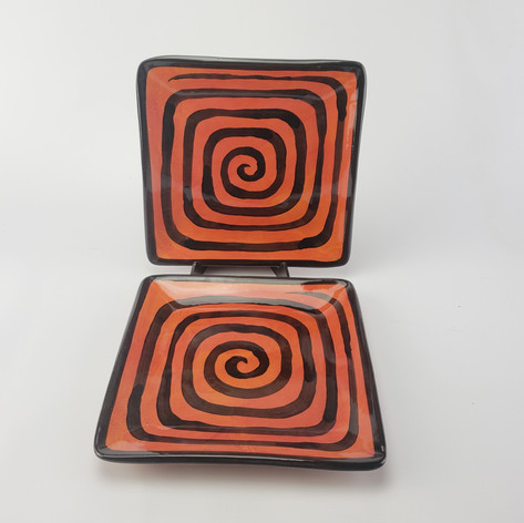 Red Confetti Square Plates