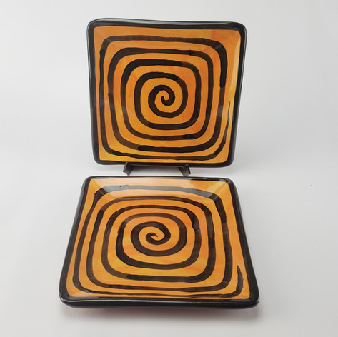 Orange Confetti 9 inch square plates