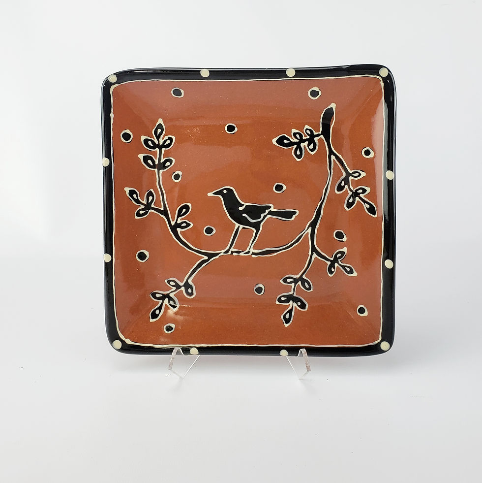 Black Bird Square Plate