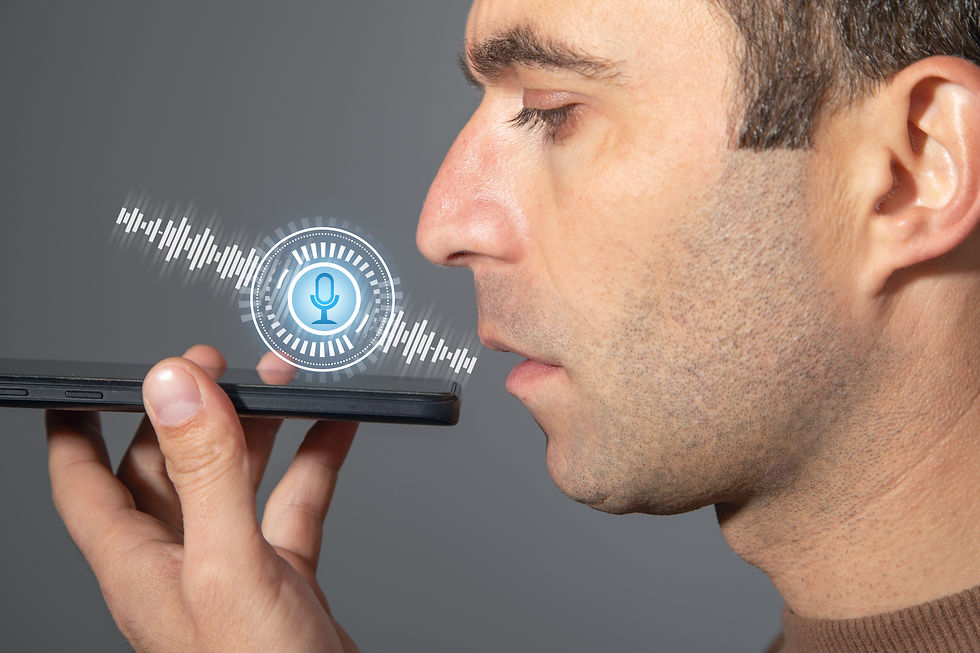 Man using AI voice search