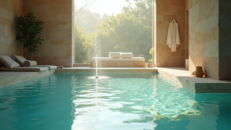 High angle view of a tranquil spa pool with soft natural light