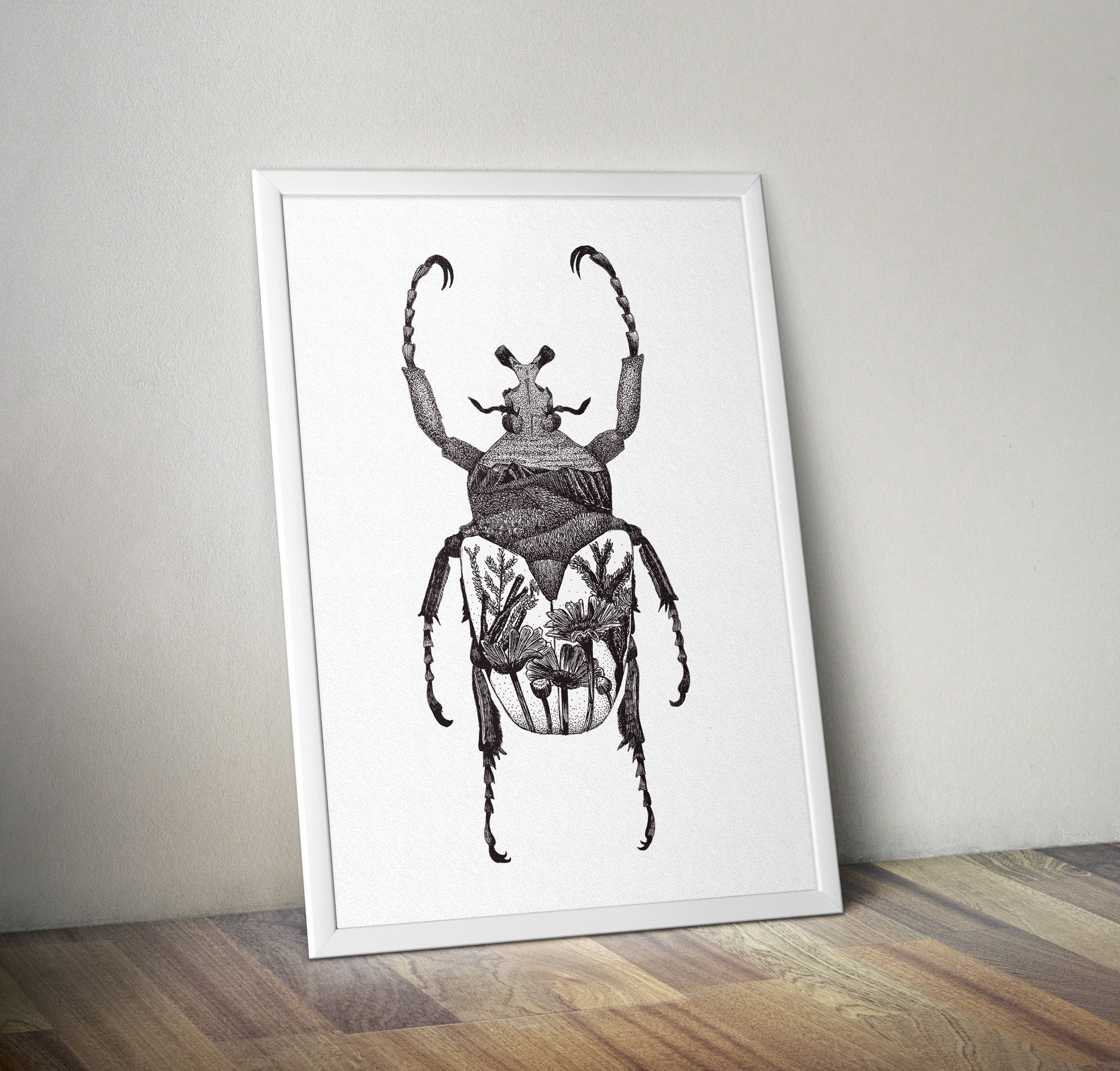 Beetle with Flowers