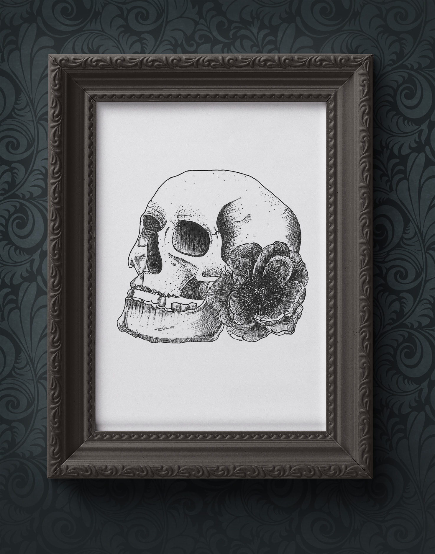 Skull with flower