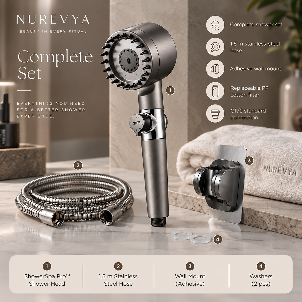 NUREVYA ShowerSpa Pro complete set with shower head, hose, wall mount and accessories