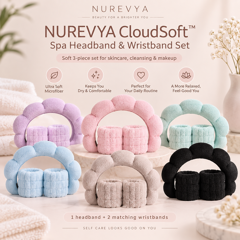UREVYA CloudSoft spa headband and wristband set in assorted pastel colours