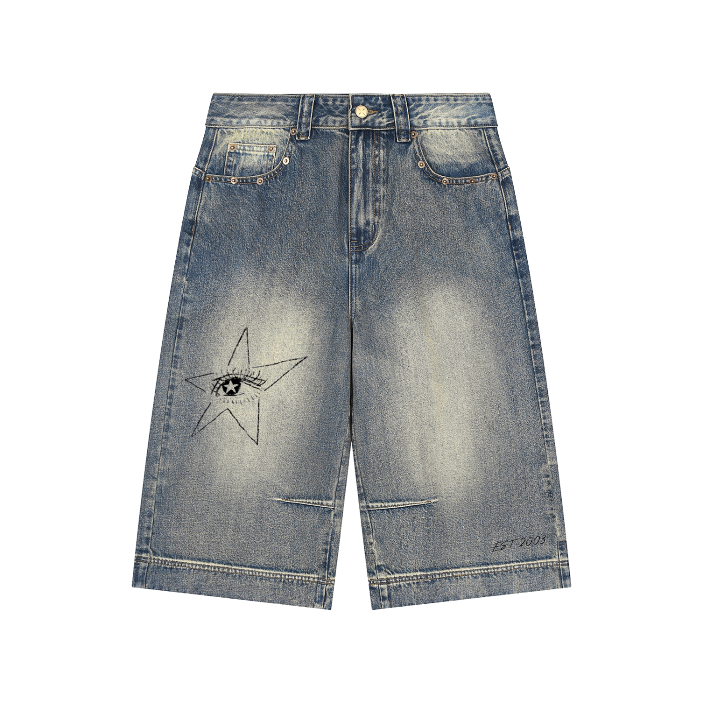 "Double Cross" Baggy Jean Shorts