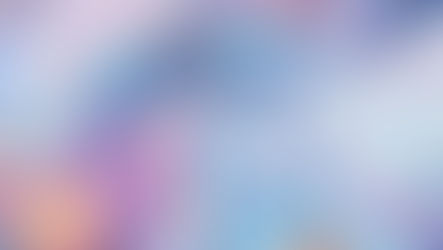 Abstract fluid shapes in blue, purple, and orange tones form a dynamic, glossy pattern against a soft pastel background, creating a tranquil mood.