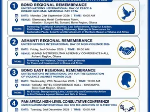UNPAF Africa to Convene Bono Regional Stakeholders on UN International Day of Peace and Kwame Nkrumah Memorial Day